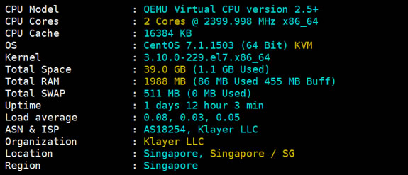 Kvmla/PZEA新加坡VPS主机性能简单体验/IO性能/综合跑分